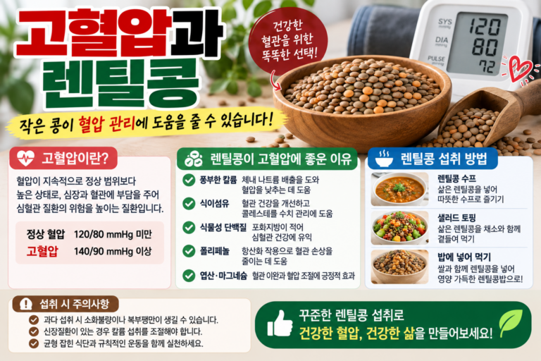 고혈압에 좋은 렌틸콩, 칼륨·식이섬유 효능과 섭취법
