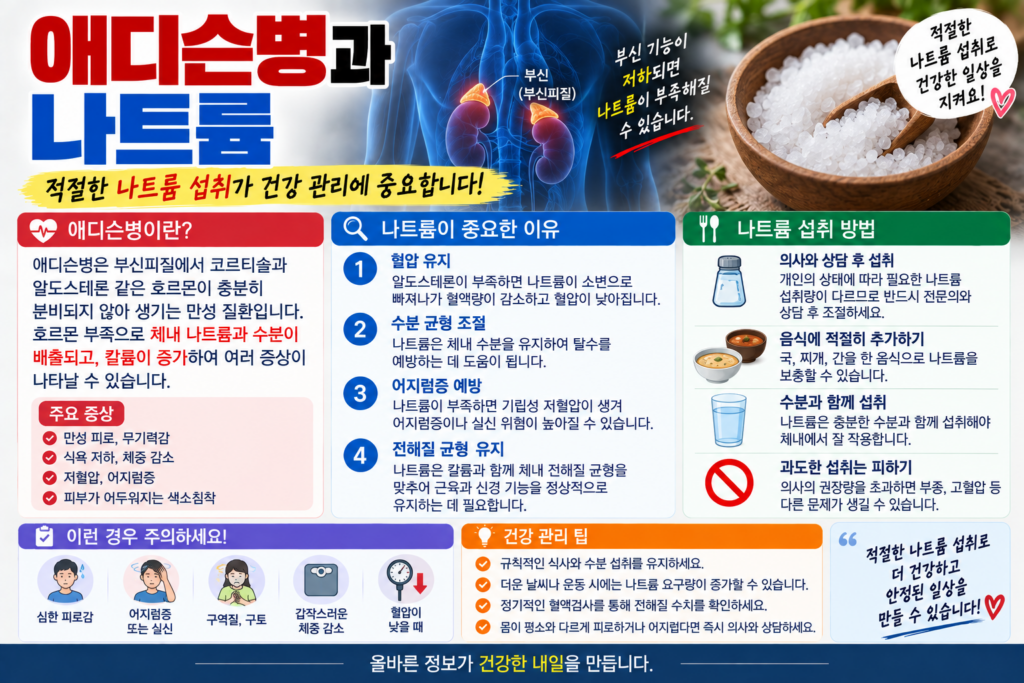 애디슨병에 필요한 나트륨, 소금 섭취를 조절하는 방법