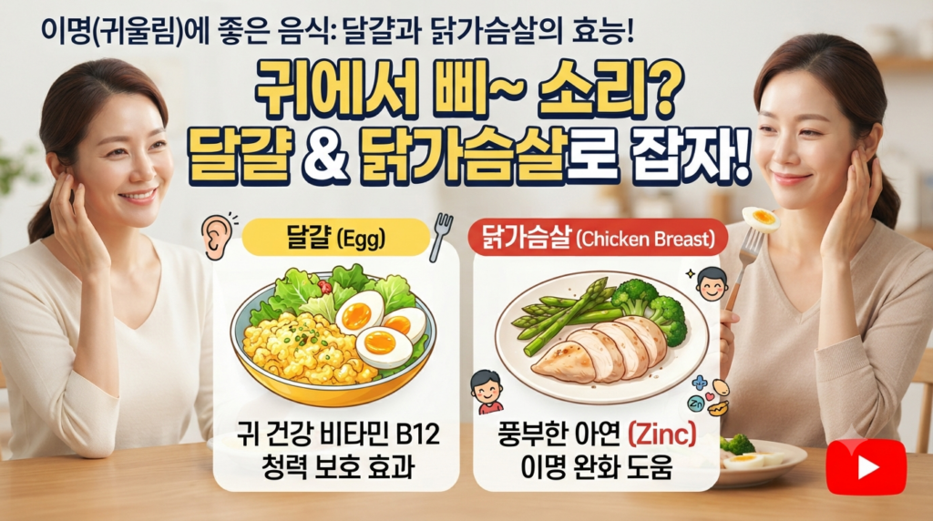 귀에 이명이 계속 들리고 귀에서 삐 소리가 날 때 먹으면 좋은 달걀과 닭가슴살에 효능과 섭취방법