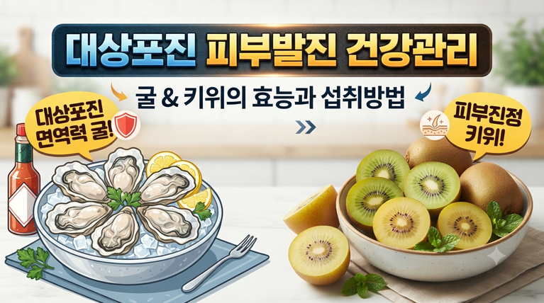 대상포진과 피부 발진에 건강관리에 좋은 굴과 키위에 효능과 섭취방법