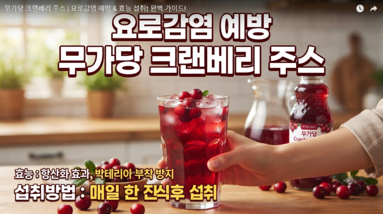 요로감염 예방에 좋은 무가당 크랜베리 주스와 효능과 섭취방법