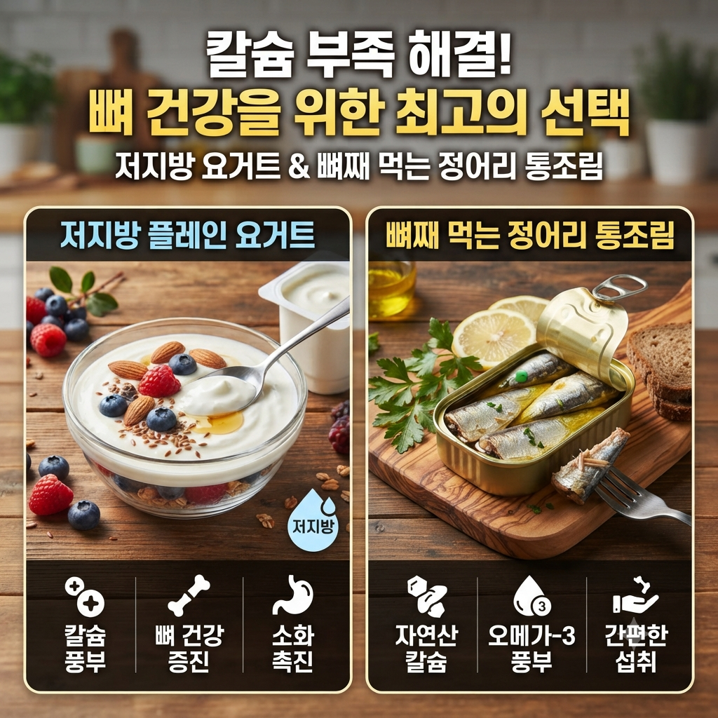 몸에 칼슘이 부족할때 먹으면 좋은 저지방 플레인 요거트와 뼈째 먹는 정어리 통조림에 효능과 섭취방법