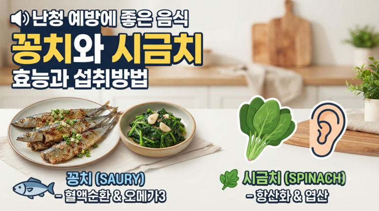 난청 예방에 좋은 음식 꽁치와 시금치 효능과 섭취방법