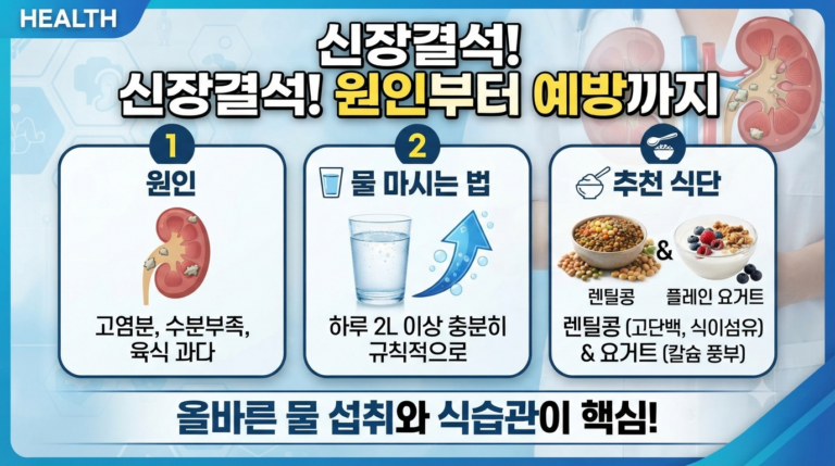 신장결석이 생기는 이유와 물 마시는 방법, 렌틸콩·플레인 요거트 섭취 방법