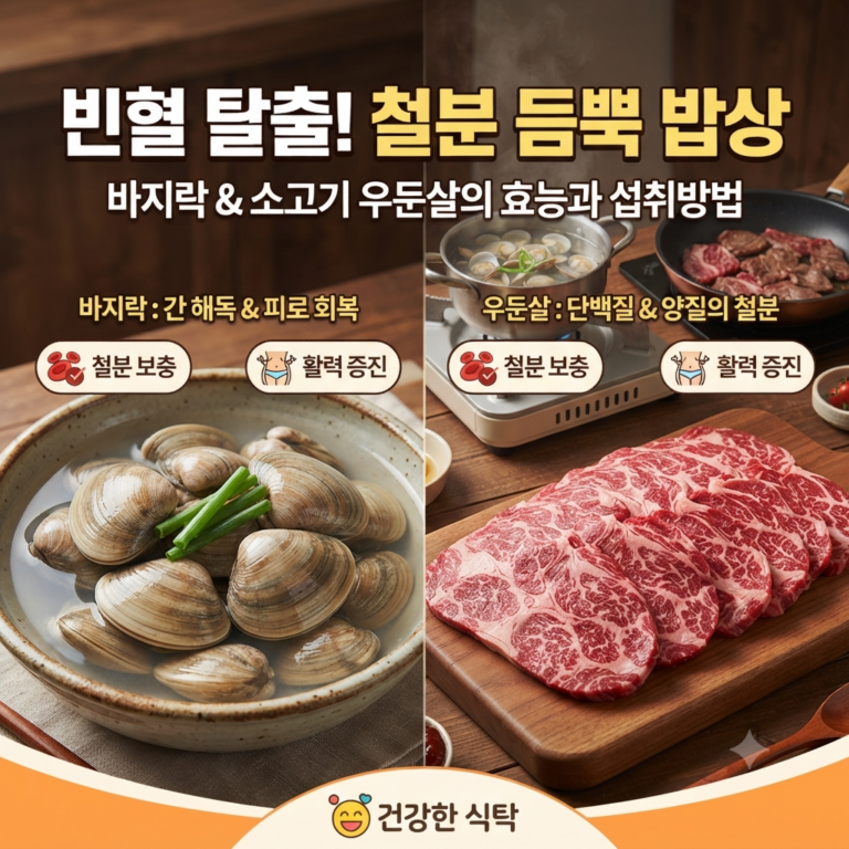 철분 부족 및 철결핍성에 좋은 바지락과 소고기 우둔살에 효능과 섭취방법