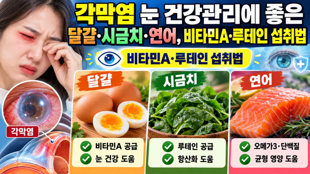 각막염 눈 건강관리에 좋은 달걀·시금치·연어, 비타민A·루테인 섭취법