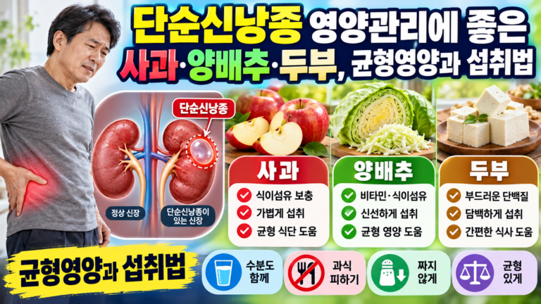 단순신낭종 영양관리에 좋은 사과·양배추·두부, 균형영양과 섭취법