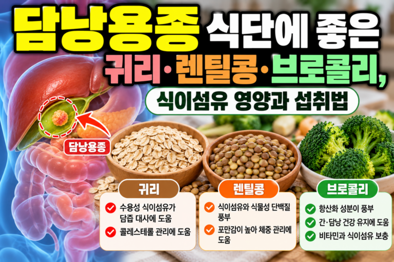 담낭용종 식단에 좋은 귀리·렌틸콩·브로콜리, 식이섬유 영양과 섭취법 5 담낭용종 건강검진에서 발견되면 확인할 점