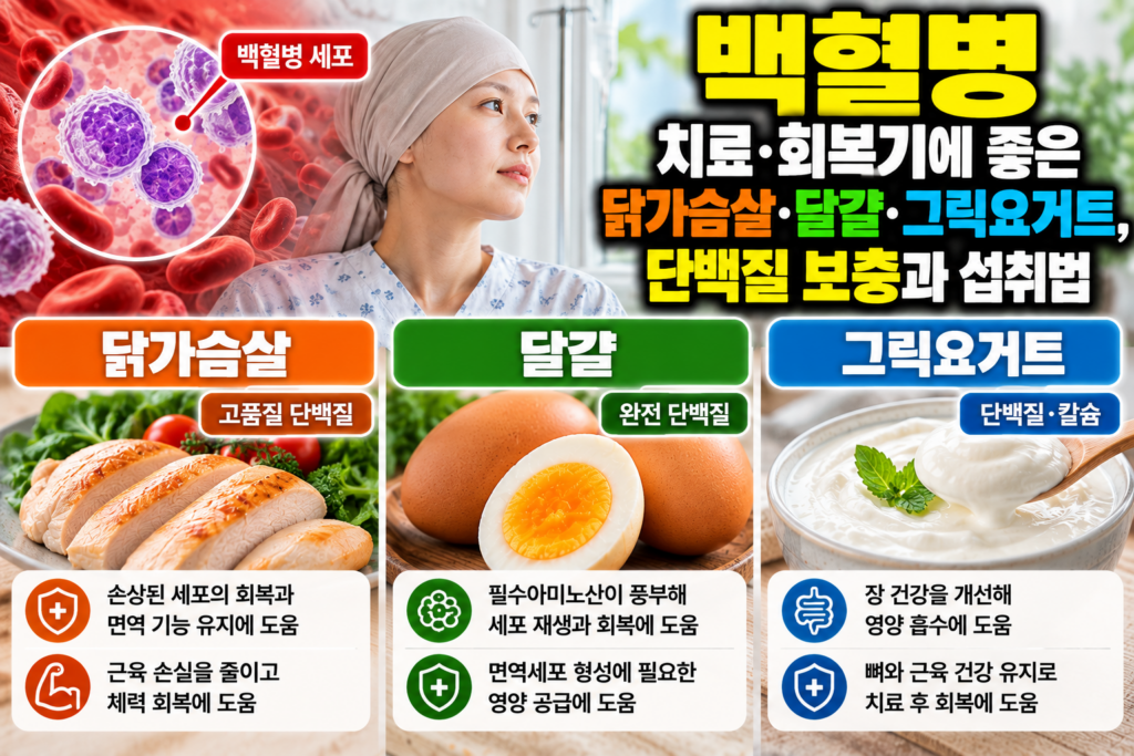 백혈병 치료·회복기에 좋은 닭가슴살·달걀·그릭요거트, 단백질 보충과 섭취법 1 백혈병 치료·회복기에 좋은 닭가슴살·달걀·그릭요거트, 단백질 보충과 섭취법
