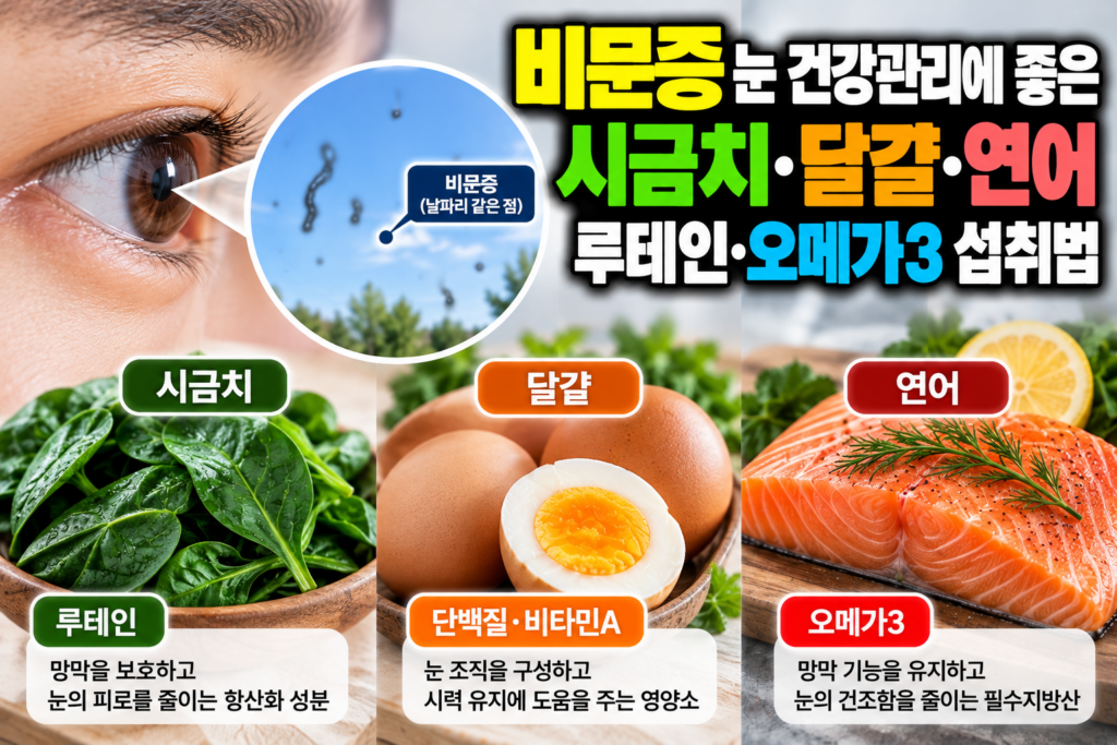 비문증 눈 건강관리에 좋은 시금치·달걀·연어, 루테인·오메가3 섭취법