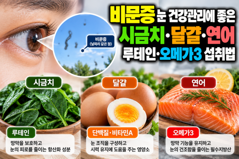 비문증 눈 건강관리에 좋은 시금치·달걀·연어, 루테인·오메가3 섭취법