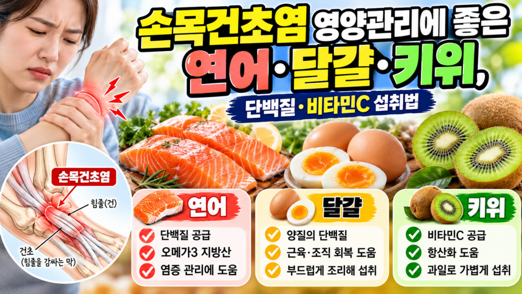 손목건초염 영양관리에 좋은 연어·달걀·키위, 단백질·비타민C 섭취법