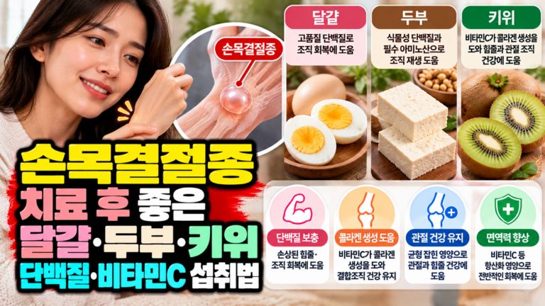손목결절종 치료 후 좋은 달걀·두부·키위, 단백질·비타민C 섭취법