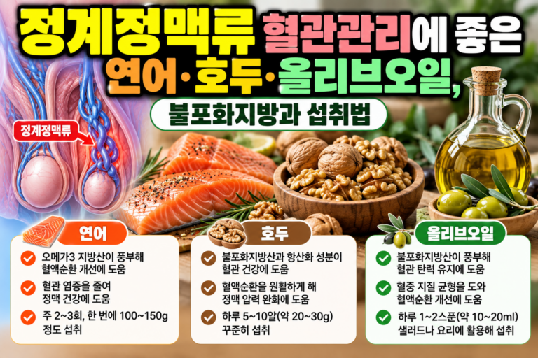 정계정맥류 혈관관리에 좋은 연어·호두·올리브오일, 불포화지방과 섭취법