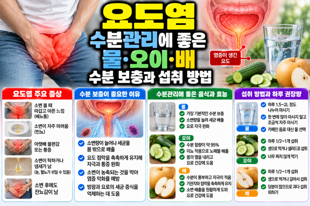 요도염 수분관리에 좋은 물·오이·배, 수분 보충과 섭취 방법 1 요도염 수분관리에 좋은 물·오이·배, 수분 보충과 섭취 방법