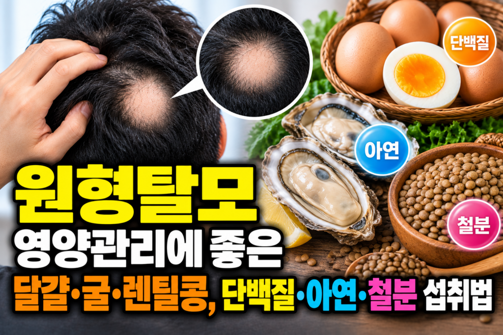 원형탈모 영양관리에 좋은 달걀·굴·렌틸콩, 단백질·아연·철분 섭취법 1 원형탈모 동그랗게 머리가 빠지는 이유