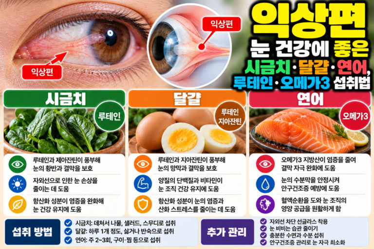 익상편 눈 건강에 좋은 시금치·달걀·연어, 루테인·오메가3 섭취법