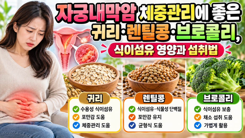 자궁내막암 체중관리에 좋은 귀리·렌틸콩·브로콜리, 식이섬유 영양과 섭취법 1 자궁내막암 체중관리에 좋은 귀리·렌틸콩·브로콜리, 식이섬유 영양과 섭취법