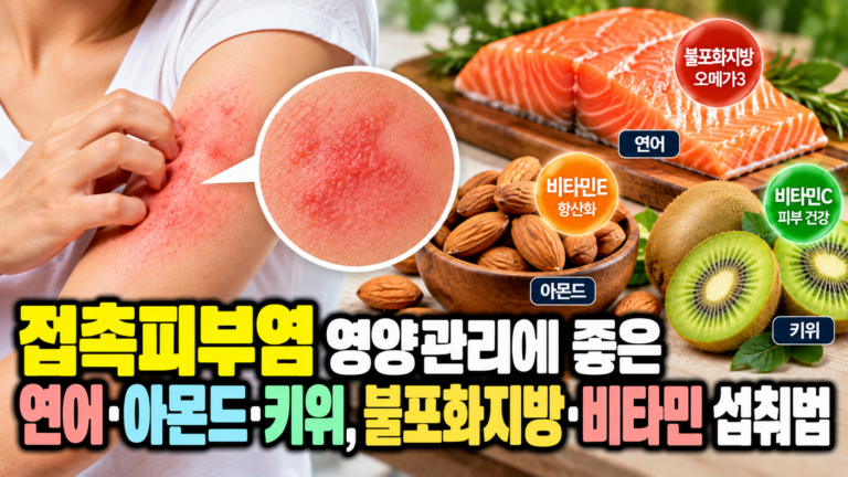 접촉피부염 영양관리에 좋은 연어·아몬드·키위, 불포화지방·비타민 섭취법