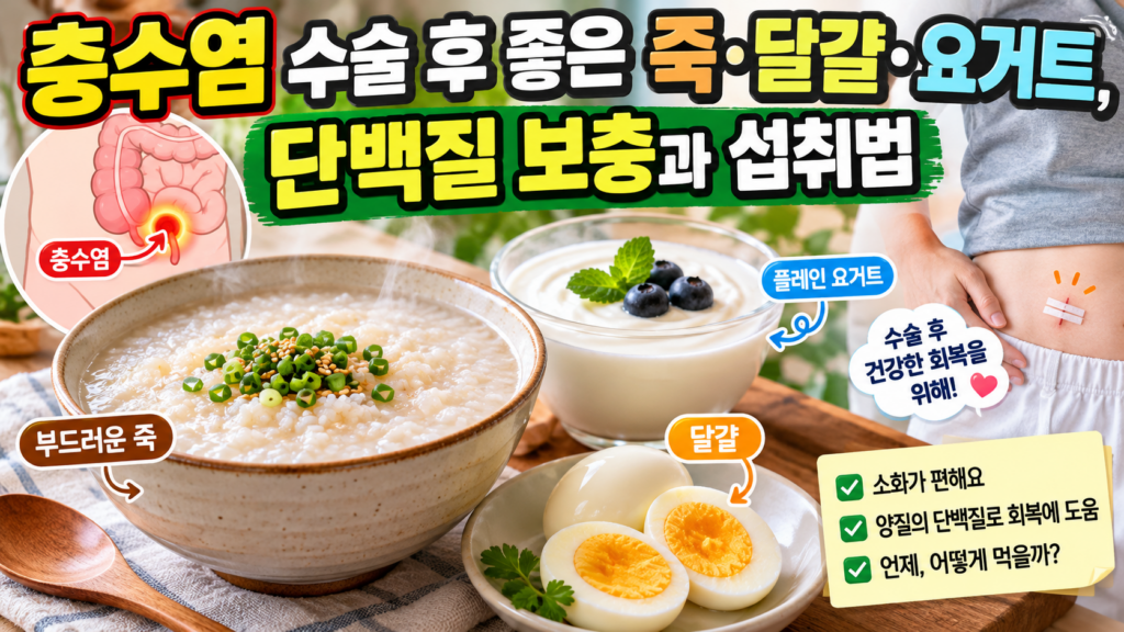 충수염 수술 후 좋은 죽·달걀·요거트, 단백질 보충과 섭취법