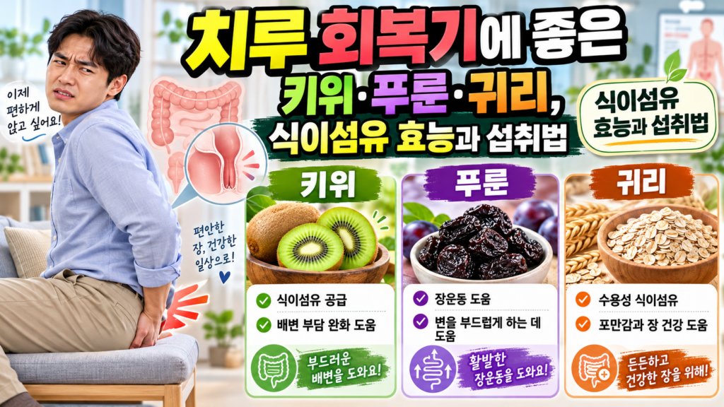 치루 회복기에 좋은 키위·푸룬·귀리, 식이섬유 효능과 섭취법 1 치루 회복기에 좋은 키위·푸룬·귀리, 식이섬유 효능과 섭취법