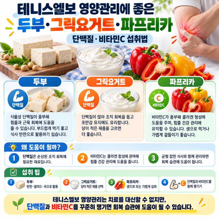 테니스엘보 영양관리에 좋은 두부·그릭요거트·파프리카, 단백질·비타민C 섭취법 2 테니스엘보 영양관리에 좋은 두부·그릭요거트·파프리카, 단백질·비타민C 섭취법